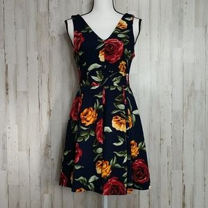 minette Navy Blue Floral Sleeveless Mini Dress
